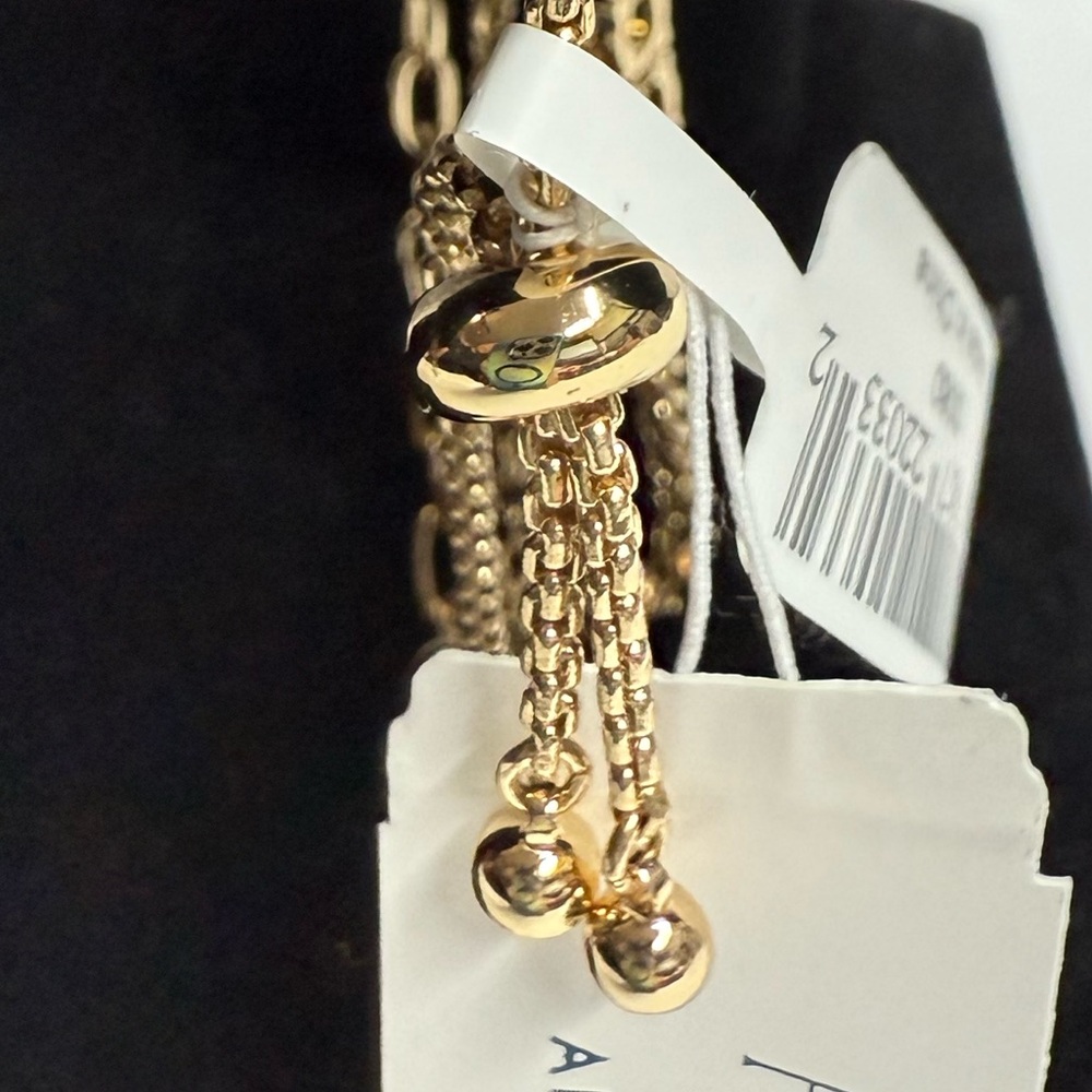 Alex and Ani Triple Row Gold Bracelet with Black Beads - Picture 4 of 4